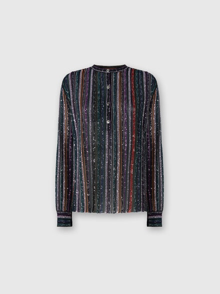 Henley Blouse with Mandarin Collar, Multicoloured  - DS25WJ00BK01C3SM9T4