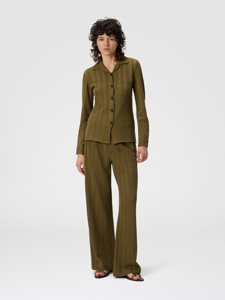 Slim shirt with zigzag pattern, Green - DS25WJ01BR012290622