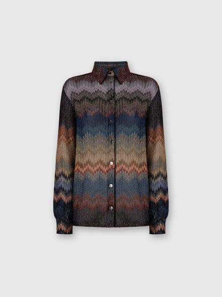 Viscose Shirt with Snake Pattern, Blue - DS25WJ0IBR012KS72LF