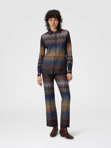 Viscose shirt with snake pattern, Blue - DS25WJ0IBR012KS72LF