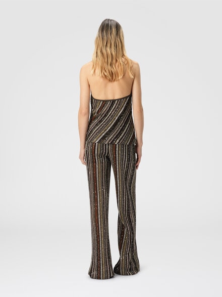 Halter top in herringbone stripe knit, Multicoloured  - DS25WK04BK01C3SM9T5