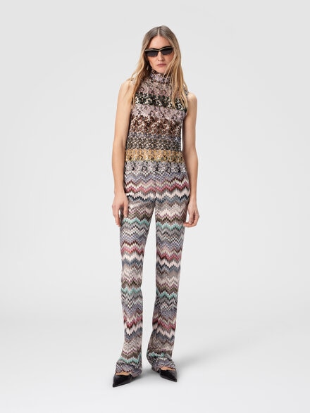 Top de cuello alto en encaje rayado, Multicolor  - DS25WK08BR012ISM9QX