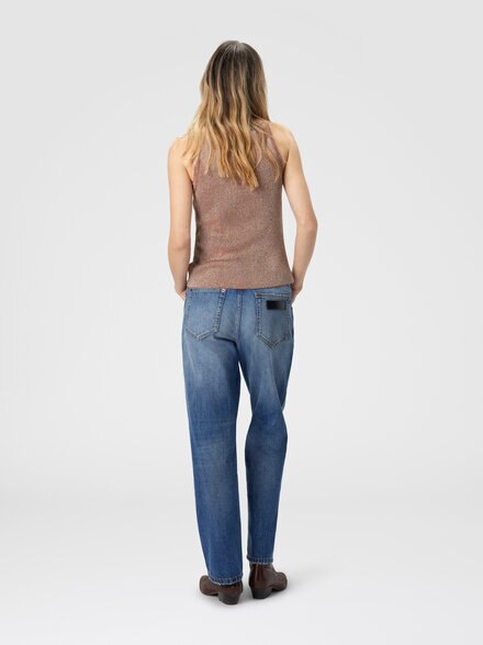 Ärmelloses Top aus Viskose-Lamé-Mix, Rosa Lamé - DS25WK0MBK01BYL201F