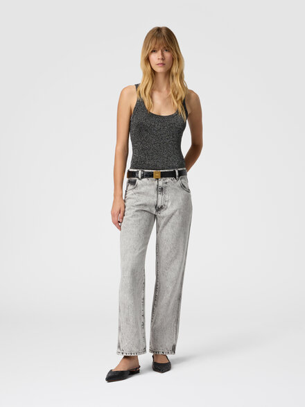 Tank top in viscose and lamé blend, Silver - DS25WK0MBK01BYL905D