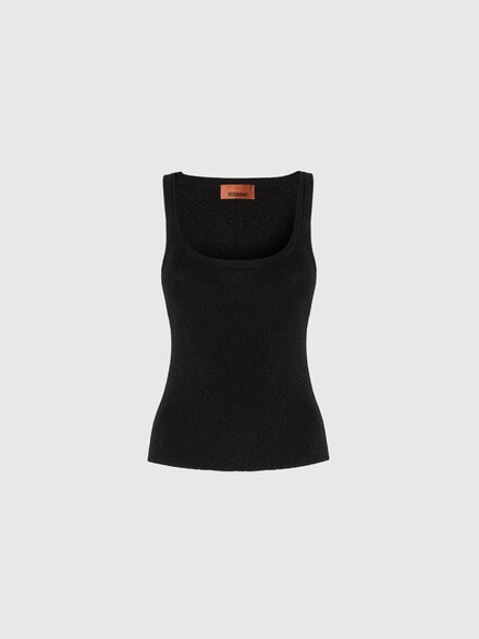 Débardeur en viscose mélangée et lamé, Noir - DS25WK0MBK01BYL905E