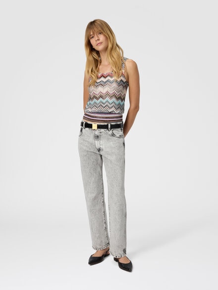Sleeveless top in viscose with zigzag pattern, Multicoloured  - DS25WK0OBR012GSM9QW