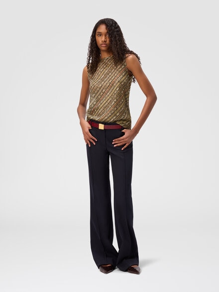 Top cuello redondo tartán criss cross, Grün & Gold - DS25WK15BK01EPSM9W0