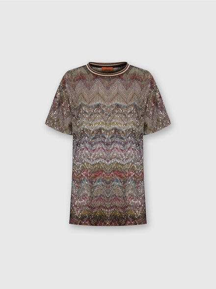 Camiseta de manga corta zigzag y lentejuelas, Multicolor  - DS25WL04BC005GS01HU
