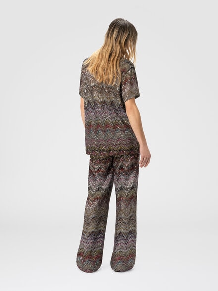 Short sleeve t-shirt with zigzag and sequins, Multicoloured  - DS25WL04BC005GS01HU