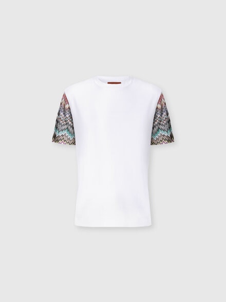 Kurzarm-T-Shirt mit Snake-Einsatz, Weiß  - DS25WL05BJ00PIS01IO