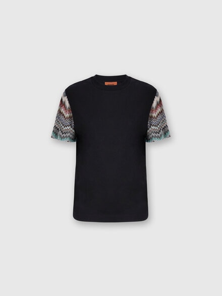 Short Sleeve T-Shirt with Snake Pattern Insert, Black - DS25WL05BJ00PIS91QQ