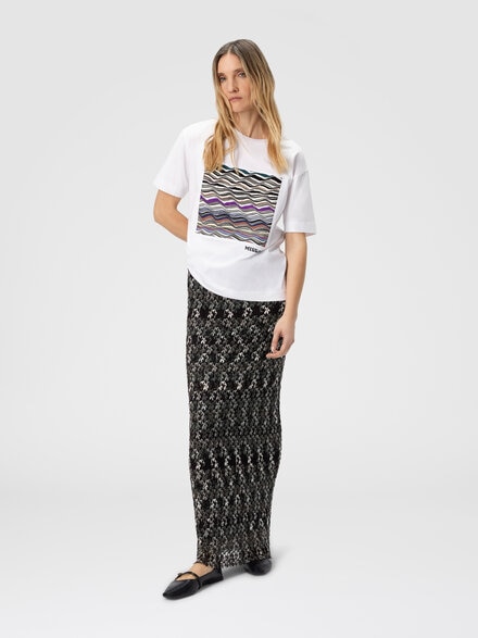 Short sleeve t-shirt with knit insert and logo, White  - DS25WL06BJ00PJS01IP