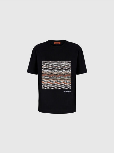 Short Sleeve T-Shirt with Knit Insert and Logo, Black - DS25WL06BJ00PJS91QR