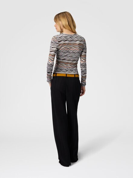Buttoned cardigan with wave pattern, Beige & Brown - DS25WM03BK01C0SM9SR