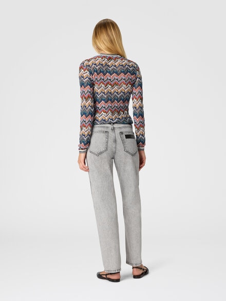 V-neck cardigan in embroidered lace, Multicoloured  - DS25WM06BR012FSM9R3