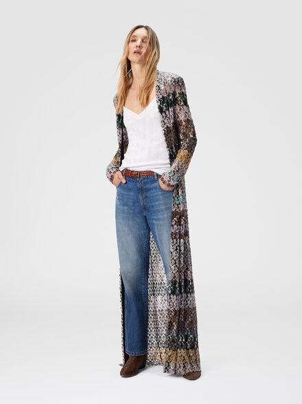 Langer Cardigan mit Trägern aus Spitze, Mehrfarbig  - DS25WM0ABR012ISM9QX