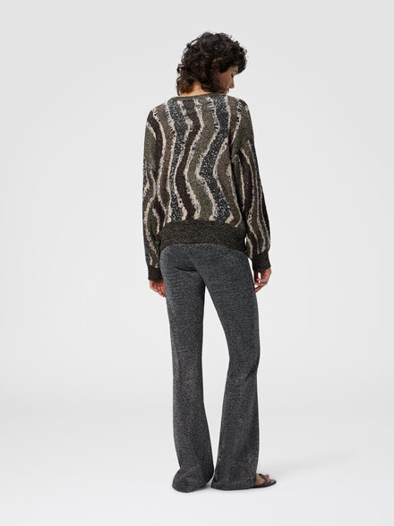 Boxy cardigan with buttons and wave pattern, Brown - DS25WM0CBK01C8S80E2