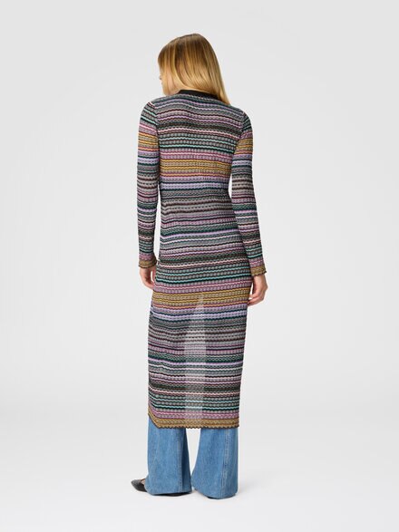 Slim long striped cardigan, Multicoloured  - DS25WM0EBK01CELM04G