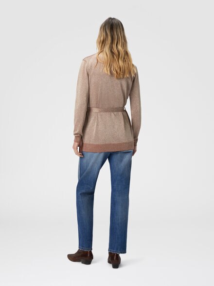 Cardigan mit Lamé-Gürtel, Rosa Lamé - DS25WM0IBK01BYL201F