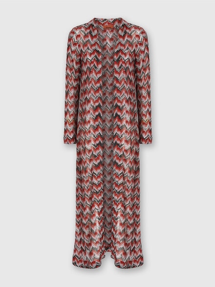 Long Cardigan in Embroidered Lace, Black & Red - DS25WM0UBR012PS4175