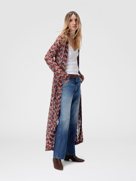 Long cardigan in embroidered lace, Black & Red - DS25WM0UBR012PS4175