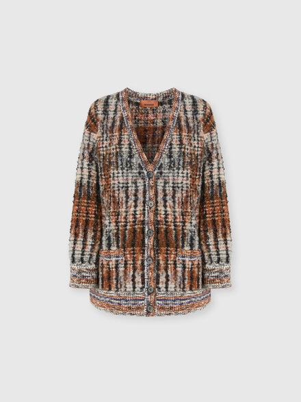 Cardigan with check pattern, White & Beige - DS25WM1NBC005MS417U