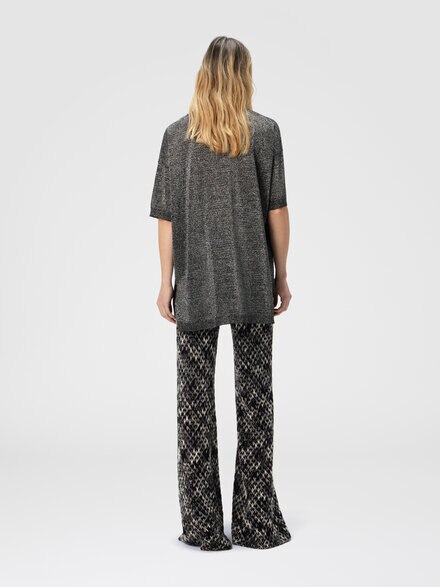 Jersey boxy cuello redondo en lamé, Plateado - DS25WN04BK01BYL905D