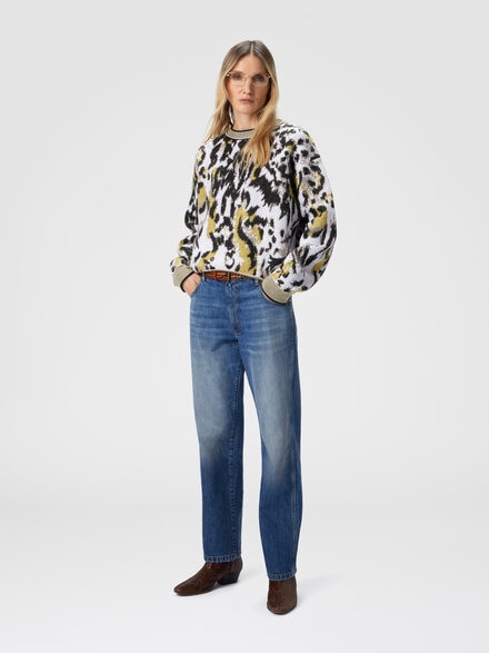 Jersey boxy cuello redondo con motivo animal, Multicolor  - DS25WN07BK01C1SM9SY