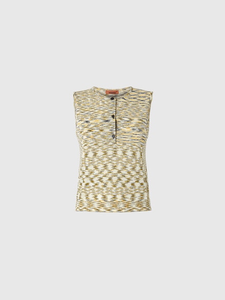 Buttoned Vest with Flame Pattern, Yellow  - DS25WN0MBK01CCF002N