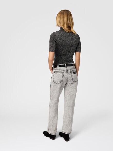 Mock neck sweater with lamé threads, Silver - DS25WN13BK01BYL905D