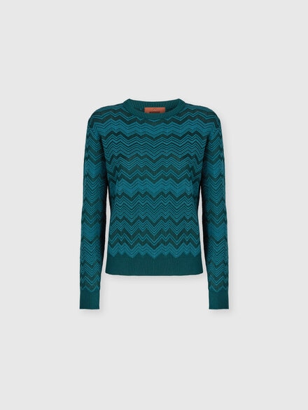 Crew neck sweater with chevron pattern, Green - DS25WN15BK01CPS615L