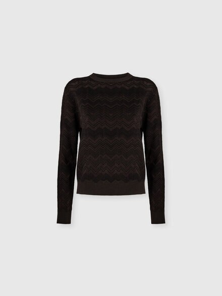 Crew neck sweater with chevron pattern, Brown - DS25WN15BK01CPS80E1
