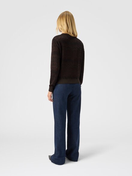 Crew neck sweater with chevron pattern, Brown - DS25WN15BK01CPS80E1