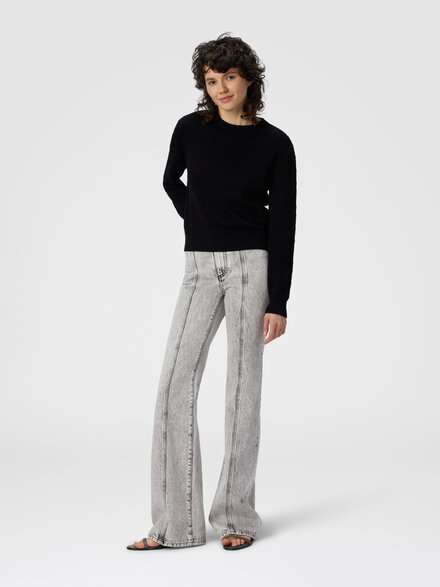 Crew neck sweater with chevron pattern, Black - DS25WN15BK01CPS91QK