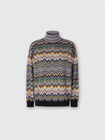 Maglia collo alto oversize  motivo chevron, Multicolore  - DS25WN16BK01CQSM9TA