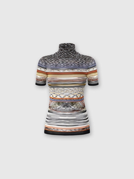 Jersey cuello cisne en punto rayado, Multicolor  - DS25WN18BK01CAFM147