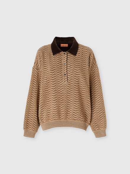 Chevron polo sweater, Beige - DS25WN1DBC005RS01J5