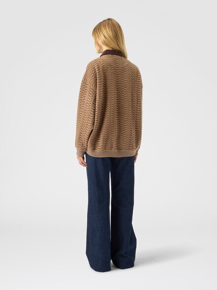 Chevron polo sweater, Beige - DS25WN1DBC005RS01J5