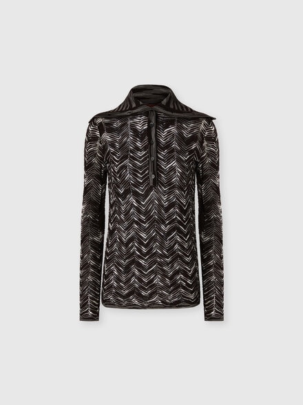 Pull col montant boutonné à motif chevron, Brun - DS25WN1LBK01EUS80EC