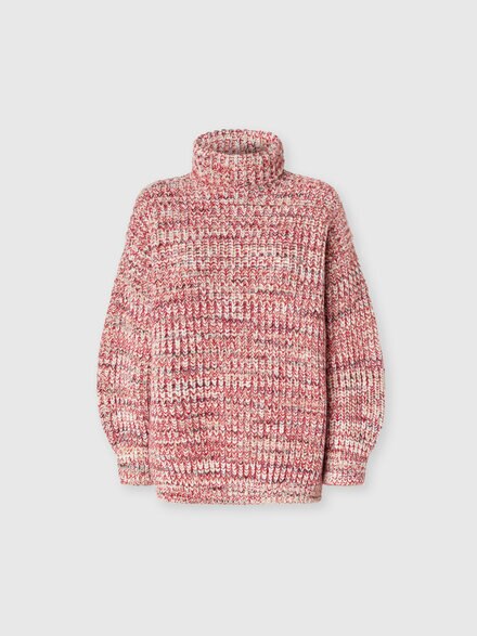 Oversized high-neck flame knit sweater, Multicoloured  - DS25WN1UBK01ESSM9WM