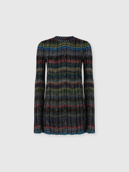 Maglia girocollo con motivo a onda, Multicolore  - DS25WN26BC005USM9U7