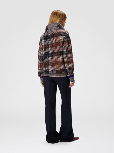 High-neck sweater with check pattern, Multicoloured  - DS25WN2DBC005NSM9UA