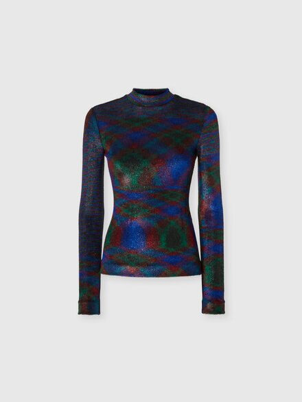 Turtleneck sweater with flame pattern, Green & Red  - DS25WN2EBT00AIFM149