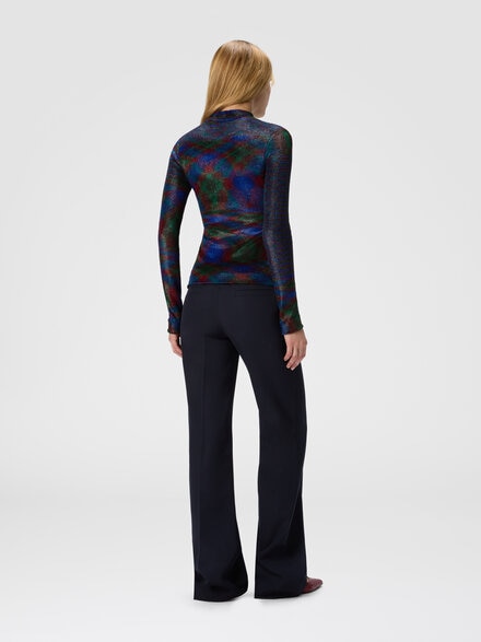 Turtleneck sweater with flame pattern, Green & Red  - DS25WN2EBT00AIFM149
