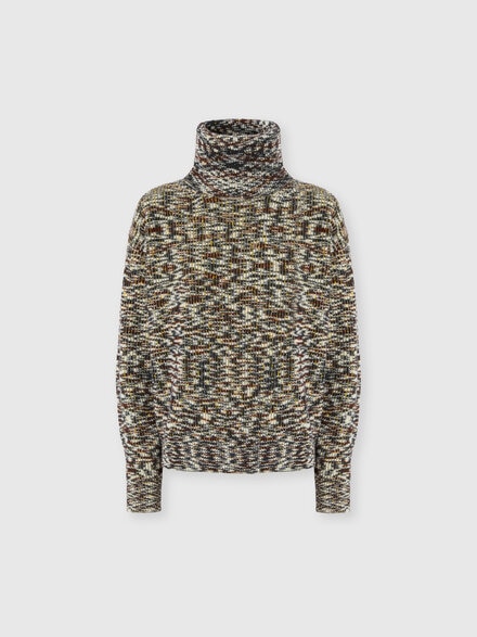 High-neck flame knit sweater, Black & Brown - DS25WN2MBK01FGFM13X