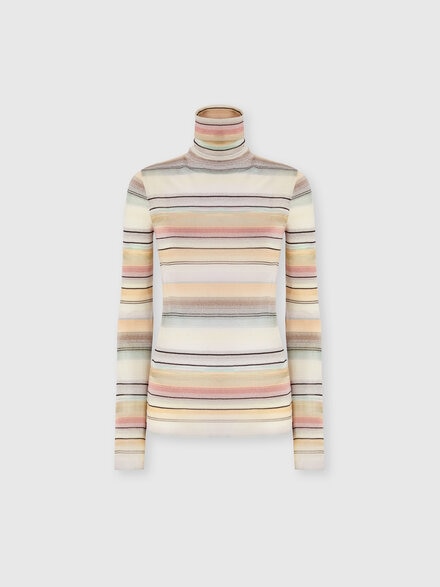 Striped high-neck sweater, Beige & Pink  - DS25WN2QBK01FYSM9VI