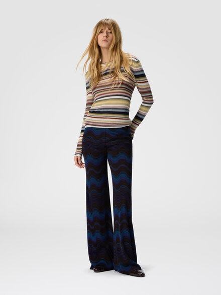 Striped crew neck sweater, Yellow & Brown - DS25WN2SBK01G0SM9WI