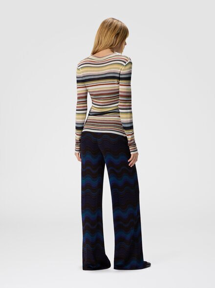 Striped crew neck sweater, Yellow & Brown - DS25WN2SBK01G0SM9WI
