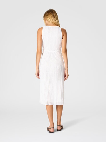 ミックスビスコース ラメ スパンコール付き ミディドレス, ホワイト  - DS26SG0IBK01GHS01KM