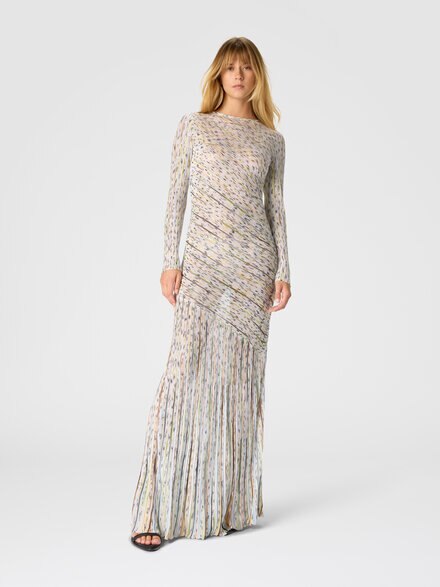 Long-sleeved dress with lurex, Multicoloured  - DS26SG1BBK01H1SMSMC